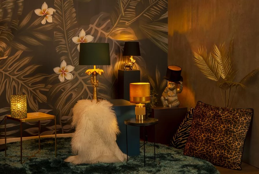 Lucide EXTRAVAGANZA COCONUT - Table lamp - Ø 30,5 cm - 1xE27 - Matt Gold / Brass - atmosphere 4